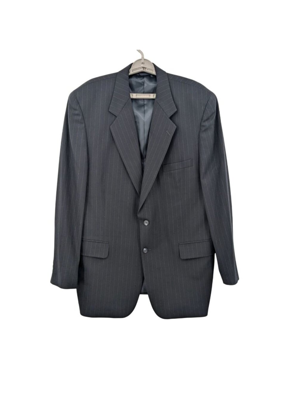 Jeffrey Banks Wool Pinstripe Blazer Navy Structured Corporate Old Money Size 46L